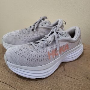 HOKA Women's Gray Bondi 8 Running Shoes